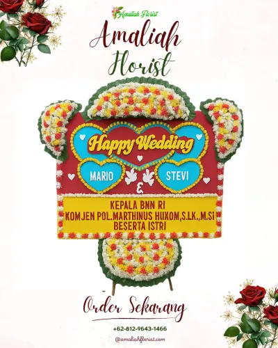 Karangan Papan Bunga Pernikahan di Belalang